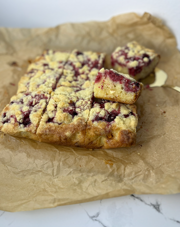 Blondiebars med hindbær