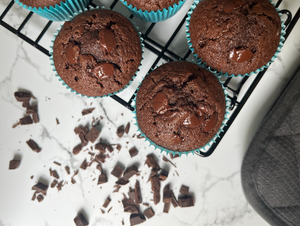 Chokolademuffins med chokoladestykker