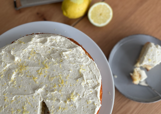 Citronkage med marcipan og mascarponecreme