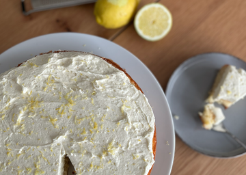 Citronkage med marcipan og mascarponecreme