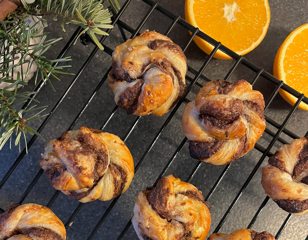 Butterdejssnegle med nutella og appelsin